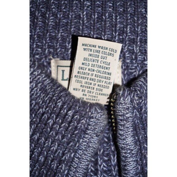 L.L. Bean Men's Blue Full Zip Sweater XL Tall Cotton Marled Knit - Picture 8 of 16